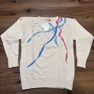 NWT Vintage BRAEMAR Size 38 100% Pure Cashmere Crew Neck Sweater Beige Pink Blue